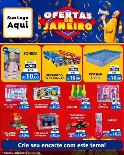 Modelo de Rede Social para Feed Instagram com o tema Ofertas de Janeiro para Brinquedos