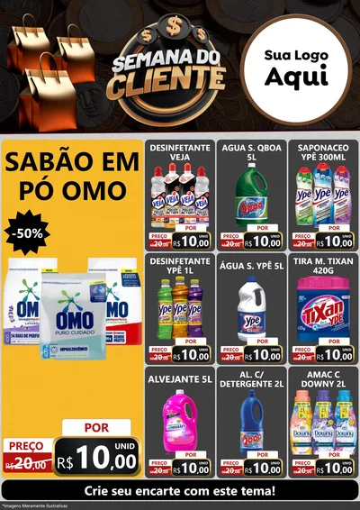 Modelo de Encarte para Encarte A4 Vertical com o tema Semana do Cliente para Produtos de Limpeza