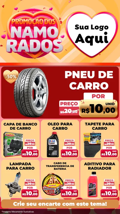 Modelo de Rede Social para Stories com o tema Promoção dos Namorados para Auto peças