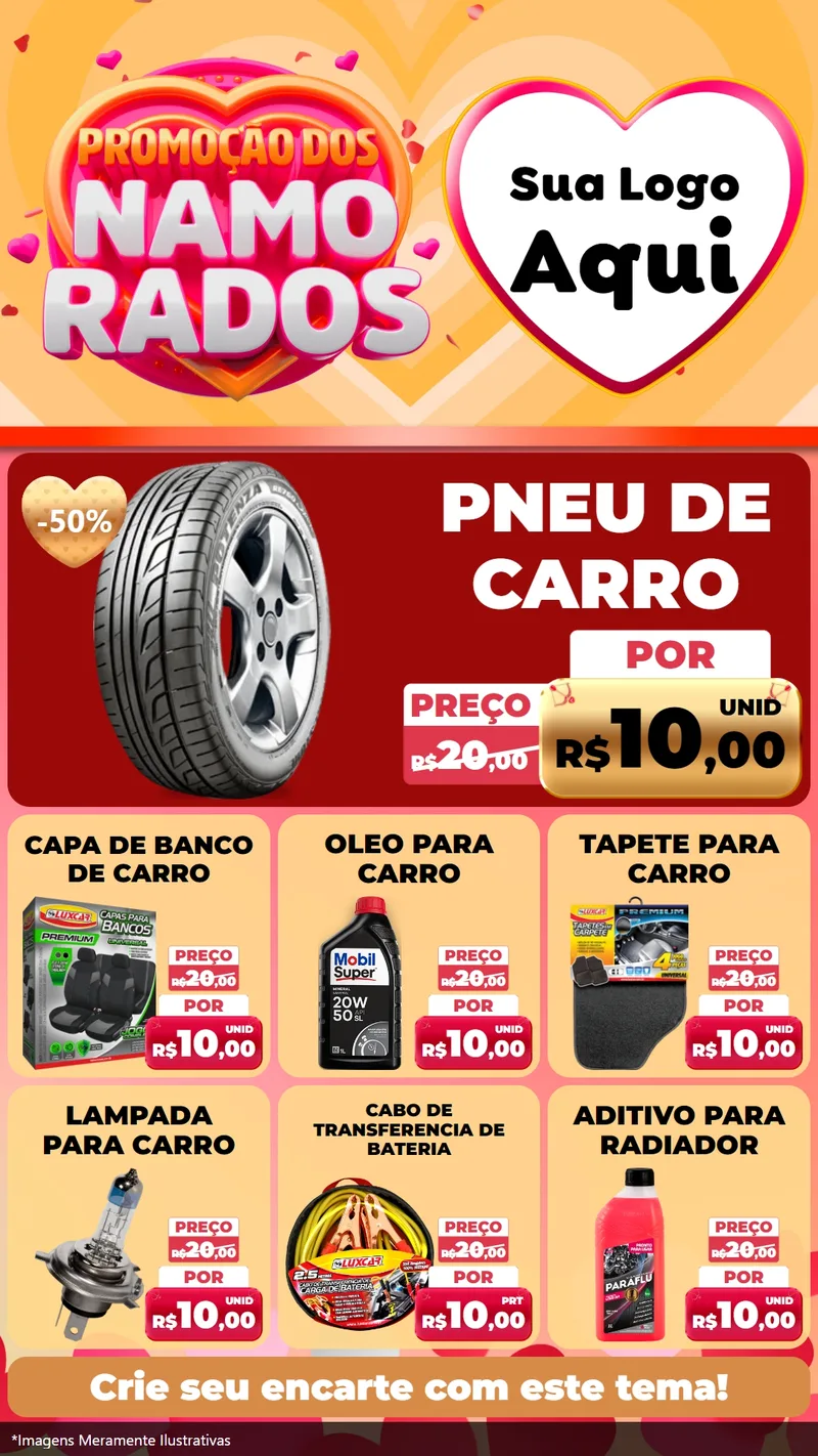 Modelo de Rede Social para Stories com o tema Promoção dos Namorados para Auto peças