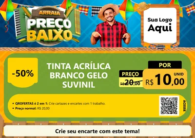 Modelo de Cartaz para Cartaz A4 Horizontal com o tema Arraiá de Preço Baixo - Junina para Tintas e Ferramentas