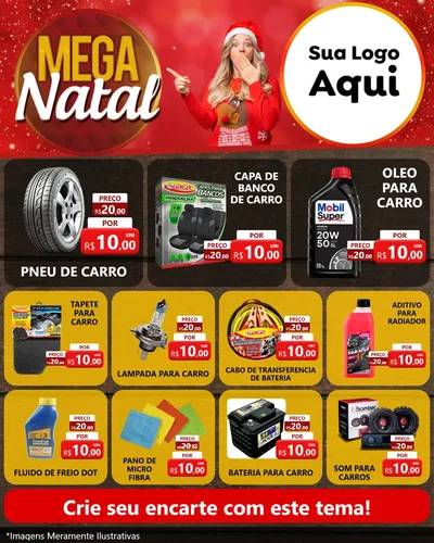 Modelo de Rede Social para Feed Instagram com o tema Mega Natal para Auto peças