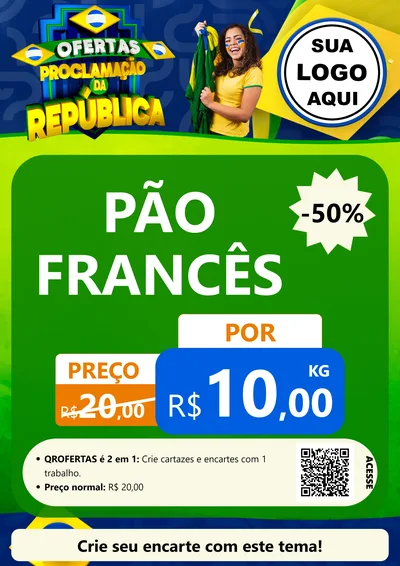 Modelo de Cartaz para Cartaz A4 Vertical com o tema Ofertas Proclamação da República para Padaria