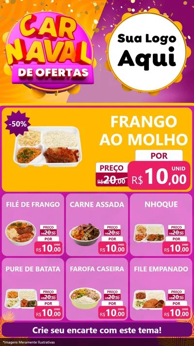 Modelo de Rede Social para Stories com o tema Carnaval de Ofertas para Restaurante