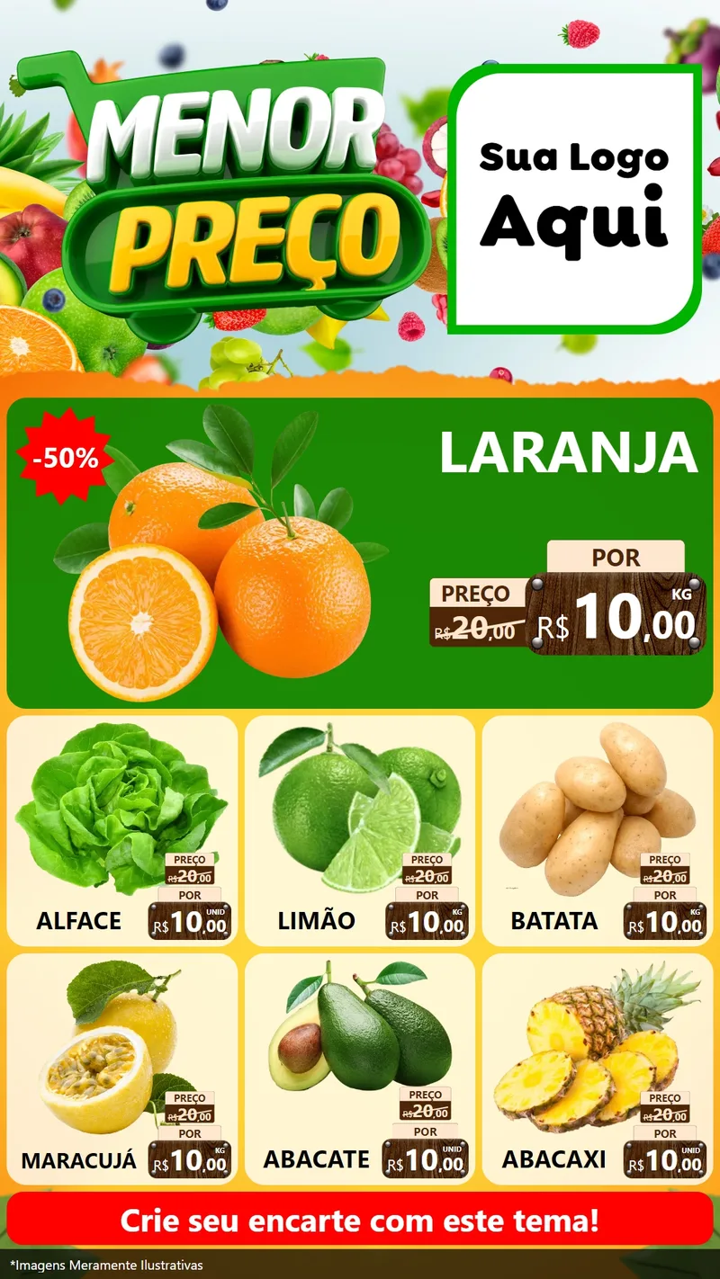 Modelo de Rede Social para Stories com o tema Menor Preço para Hortifrúti