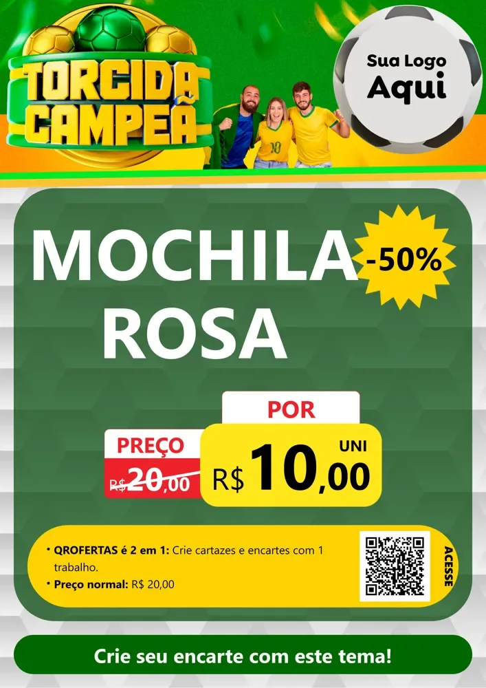 Modelo de Cartaz para Cartaz A4 Vertical com o tema Torcida Campeã - Copa para Papelaria