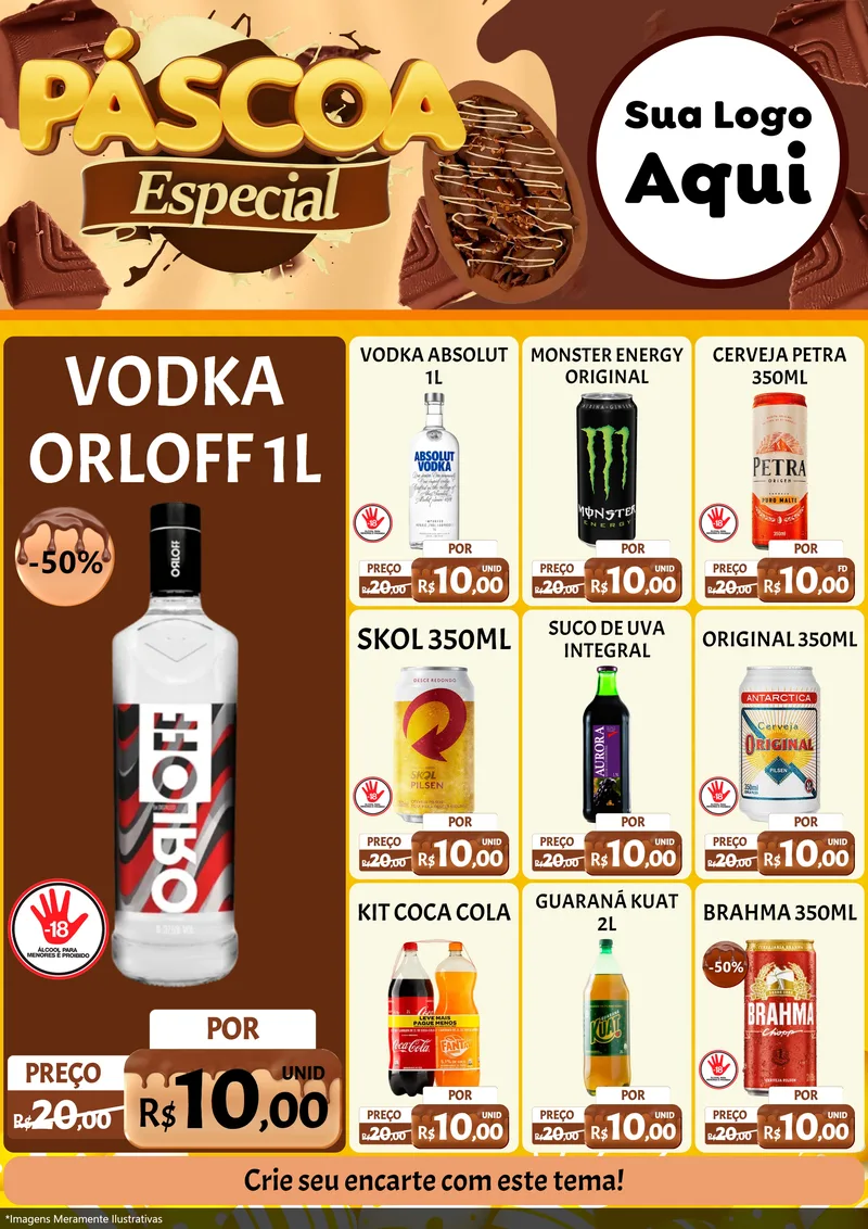 Modelo de Encarte para Encarte A4 Vertical com o tema Páscoa Especial para Distribuidora de bebidas