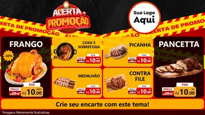 Modelo de TV para TV Horizontal com o tema Alerta de Promoção para Assados