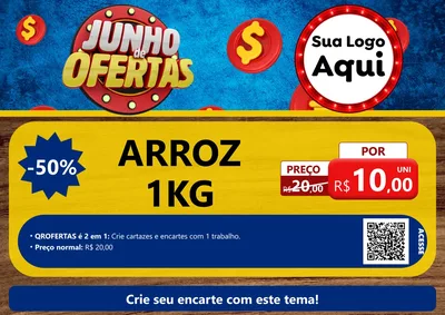 Modelo de Cartaz para Cartaz A4 Horizontal com o tema Junho de Ofertas para Supermercado