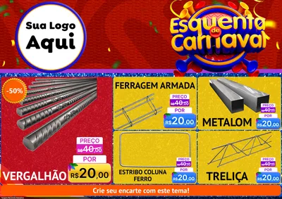 Modelo de Encarte para Encarte A4 Horizontal com o tema Esquenta de Carnaval para Ferragens
