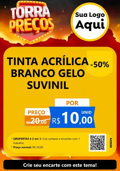 Modelo de Cartaz para Cartaz A4 Vertical com o tema Torra Preços para Tintas e Ferramentas