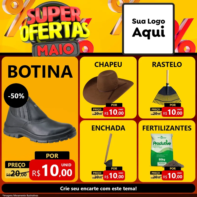 Modelo de Rede Social para Feed Facebook com o tema Super Ofertas Maio para Agropecuária