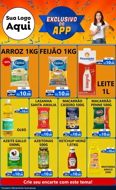 Modelo de Encarte para Encarte Grande com o tema Exclusivo do Aplicativo para Supermercado