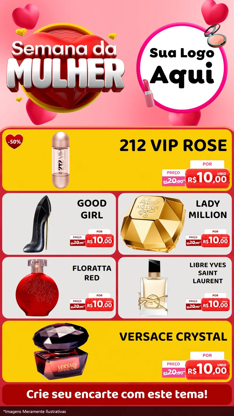 Modelo de TV para TV Vertical com o tema Semana da Mulher para Perfumes