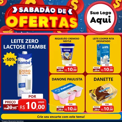 Modelo de Rede Social para Feed Facebook com o tema Sabadão de Ofertas para Frios e Laticínios