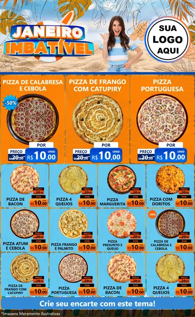 Modelo de Encarte para Encarte Grande com o tema Janeiro Imbatível para Pizzaria