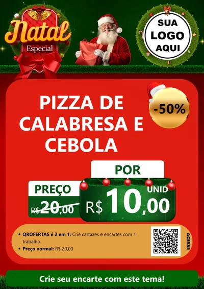 Modelo de Cartaz para Cartaz A4 Vertical com o tema Natal Especial para Pizzaria