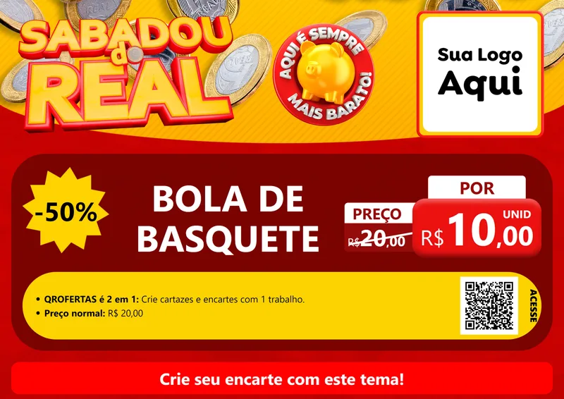 Modelo de Cartaz para Cartaz A4 Horizontal com o tema Sabadou do Real para Artigos Esportivos