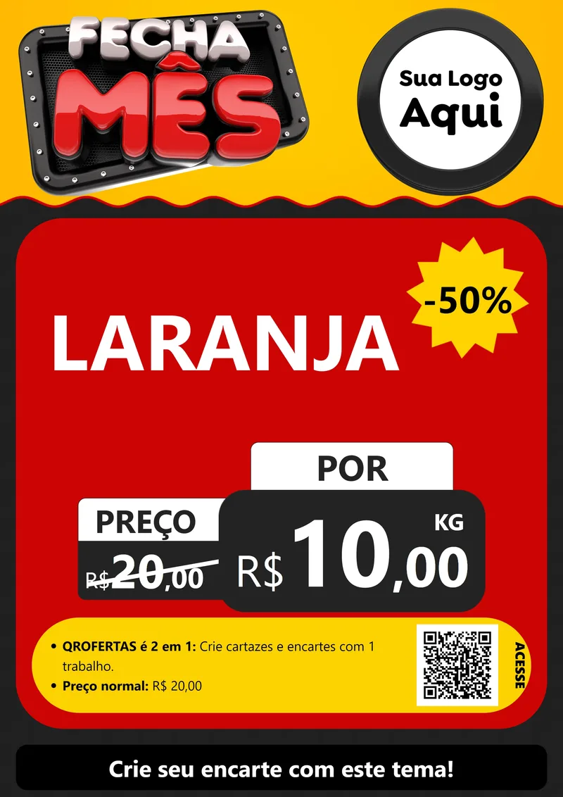 Modelo de Cartaz para Cartaz A4 Vertical com o tema Fecha Mês para Hortifrúti