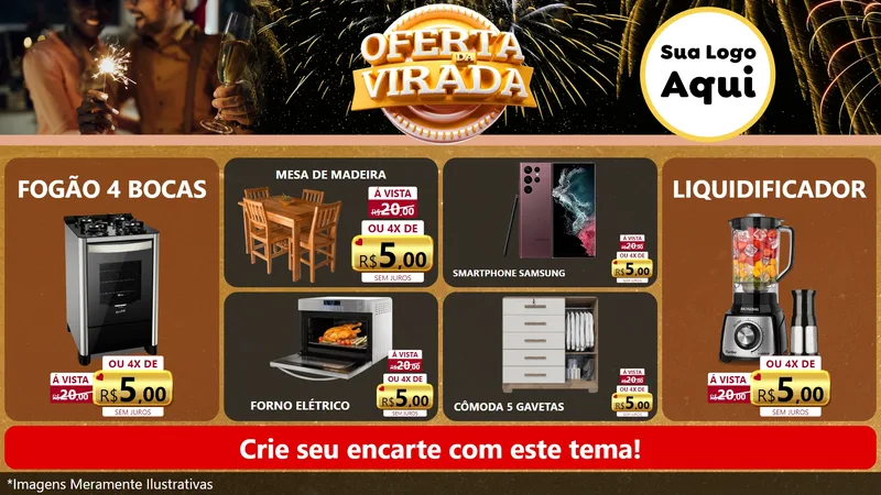 Modelo de TV para TV Horizontal com o tema Oferta da Virada para Móveis e Eletro