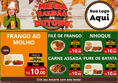 Modelo de Encarte para Encarte A4 Horizontal com o tema Mega Saldão de Outono para Restaurante