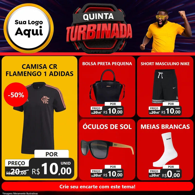 Modelo de Rede Social para Feed Facebook com o tema Quinta Turbinada para Roupas e acessórios