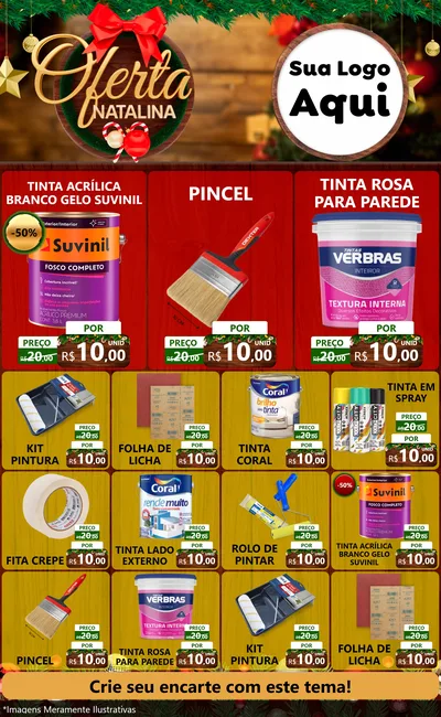 Modelo de Encarte para Encarte Grande com o tema Ofertas Natalina para Tintas e Ferramentas