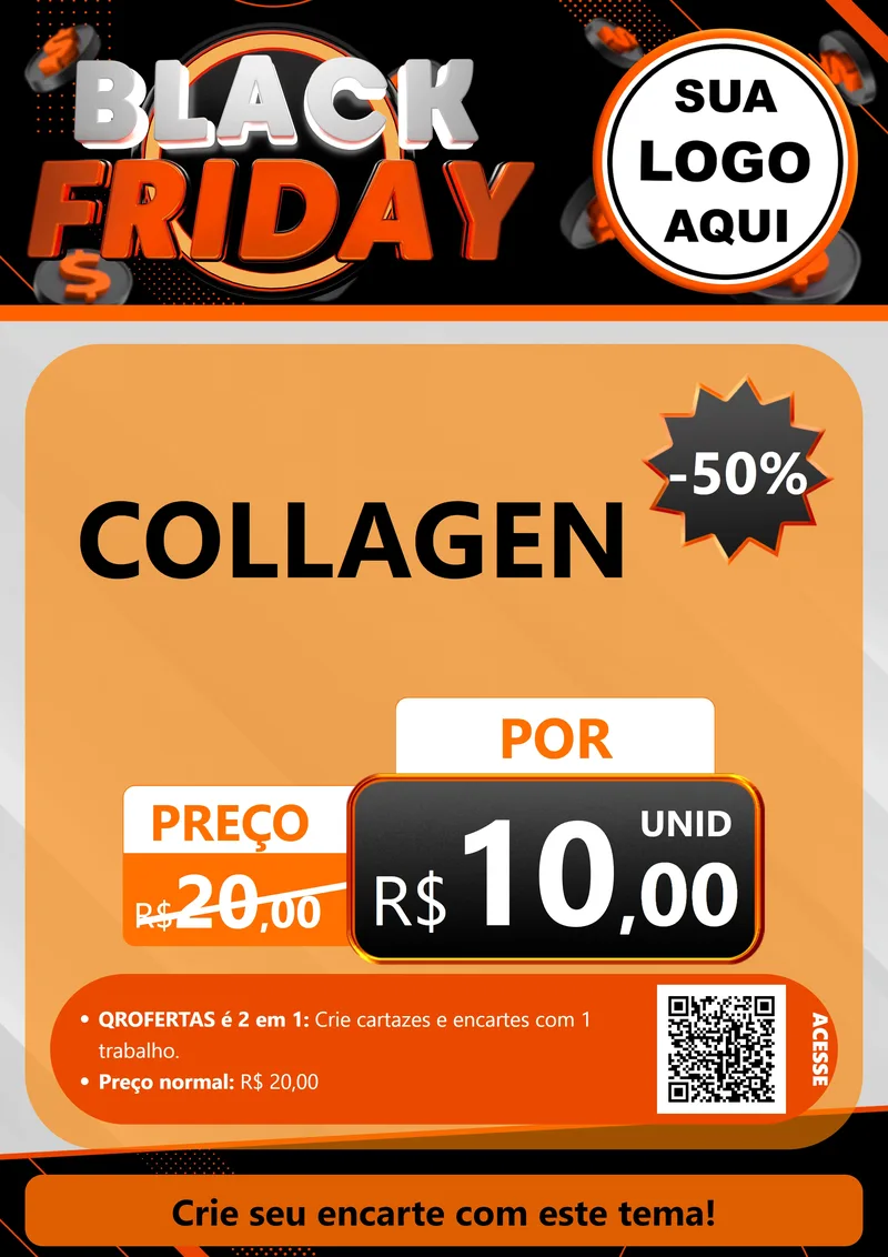 Modelo de Cartaz para Cartaz A4 Vertical com o tema Black Friday para Suplementos alimentares