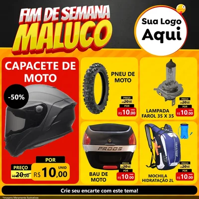 Modelo de Rede Social para Feed Facebook com o tema Final de Semana Maluco para Moto peças