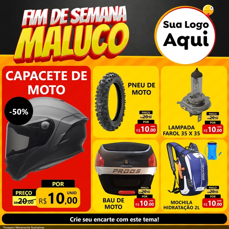 Modelo de Rede Social para Feed Facebook com o tema Final de Semana Maluco para Moto peças