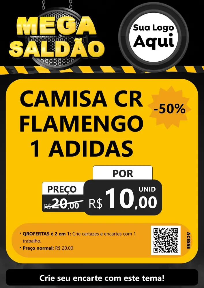 Modelo de Cartaz para Cartaz A4 Vertical com o tema Mega Saldão para Roupas e acessórios