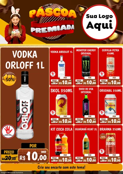 Modelo de Encarte para Encarte A4 Vertical com o tema Páscoa Premiada para Distribuidora de bebidas