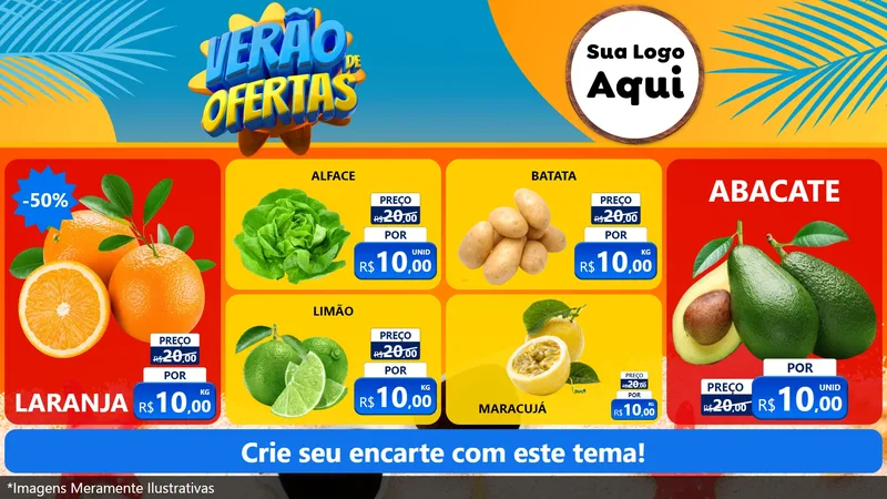 Modelo de TV para TV Horizontal com o tema Verão de Ofertas para Hortifrúti