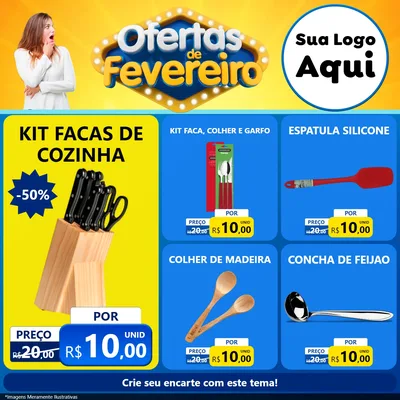 Modelo de Rede Social para Feed Facebook com o tema Ofertas de Fevereiro para Utilidades Domésticas