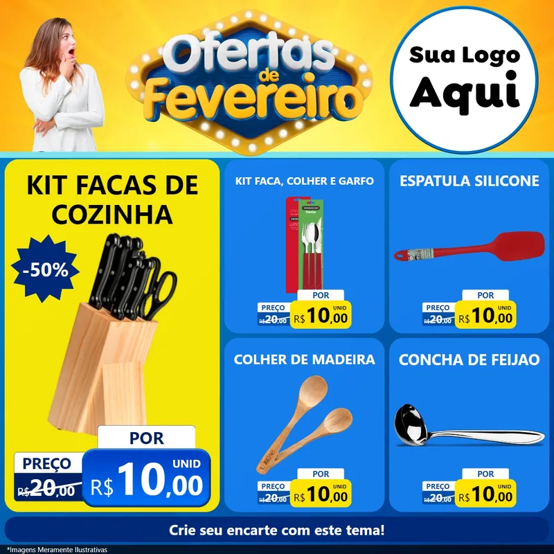 Modelo de Rede Social para Feed Facebook com o tema Ofertas de Fevereiro para Utilidades Domésticas