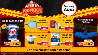 Modelo de TV para TV Horizontal com o tema Alerta de Promoção para Produtos para Piscina