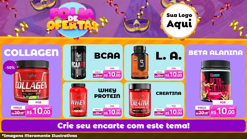 Modelo de TV para TV Horizontal com o tema Folia de Ofertas para Suplementos alimentares