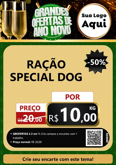 Modelo de Cartaz para Cartaz A4 Vertical com o tema Grandes Ofertas de Ano Novo para Pet Shop