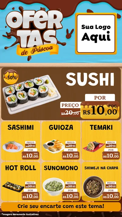 Modelo de Rede Social para Stories com o tema Ofertas de Páscoa para Comida japonesa