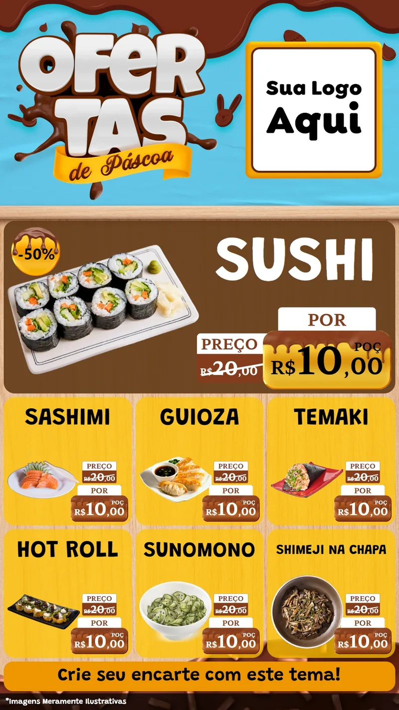 Modelo de Rede Social para Stories com o tema Ofertas de Páscoa para Comida japonesa