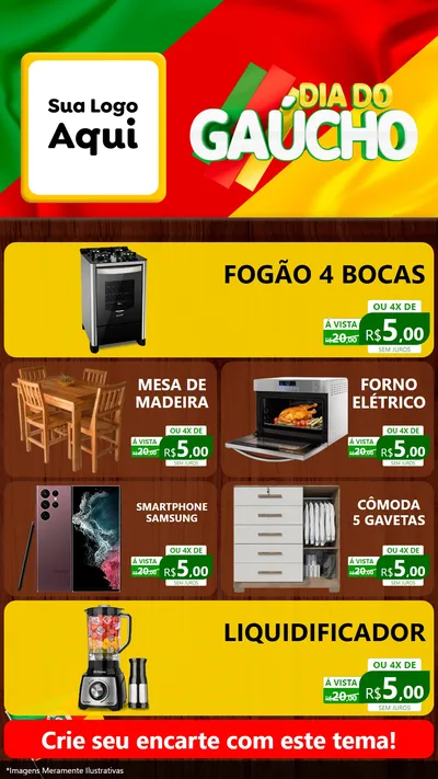 Modelo de TV para TV Vertical com o tema Dia do Gaúcho para Móveis e Eletro