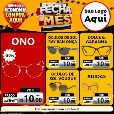 Modelo de Rede Social para Feed Facebook com o tema Fecha Mês para Óticas
