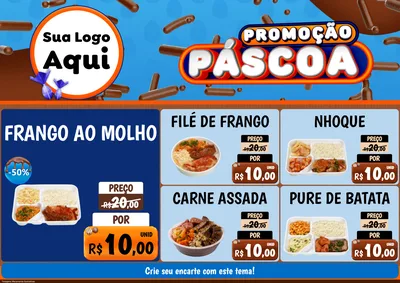 Modelo de Encarte para Encarte A4 Horizontal com o tema Promoção Páscoa para Restaurante