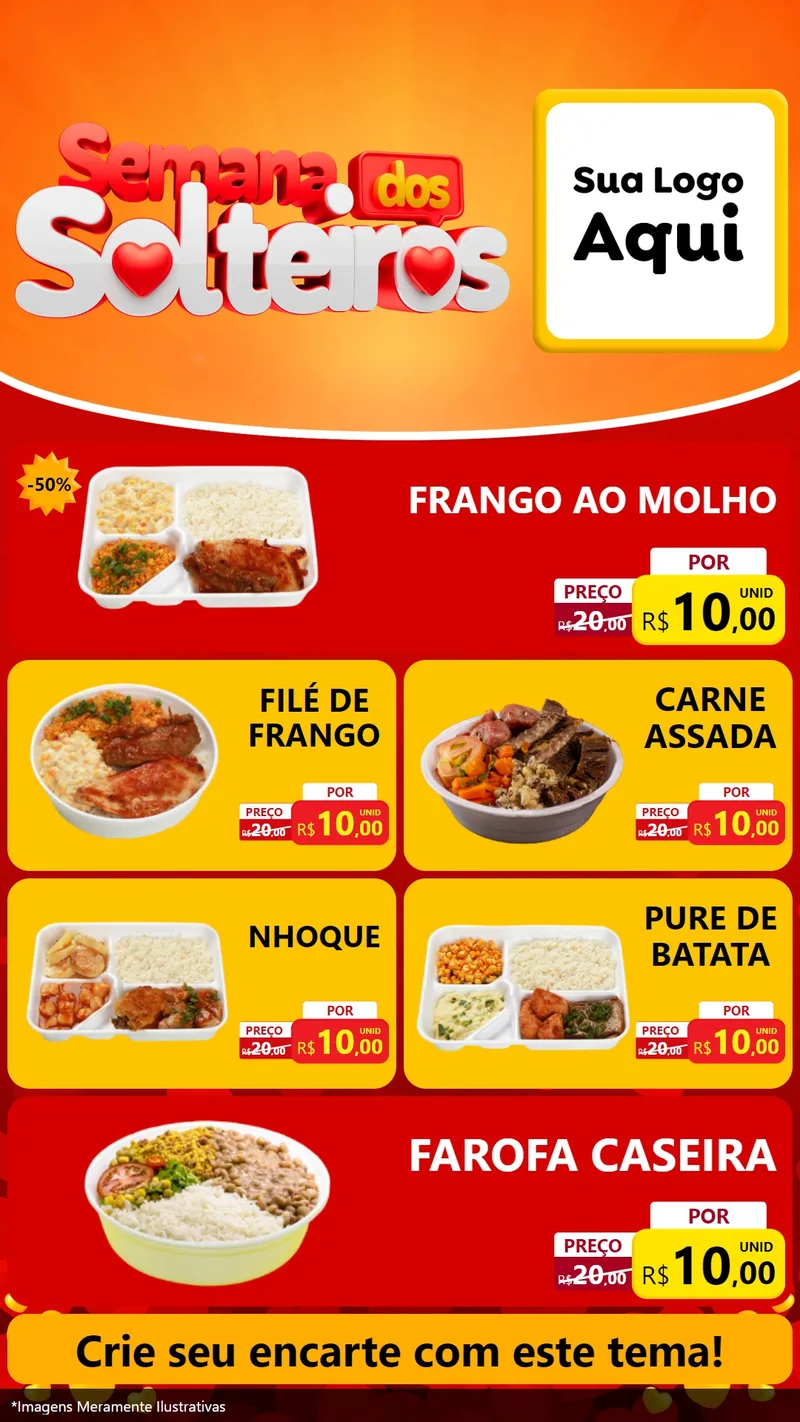 Modelo de TV para TV Vertical com o tema Semana dos Solteiros para Restaurante