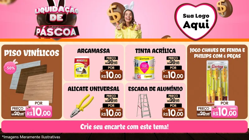 Modelo de TV para TV Horizontal com o tema Liquidação de Páscoa para Material para Construção