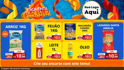 Modelo de TV para TV Horizontal com o tema Esquenta de Carnaval para Supermercado