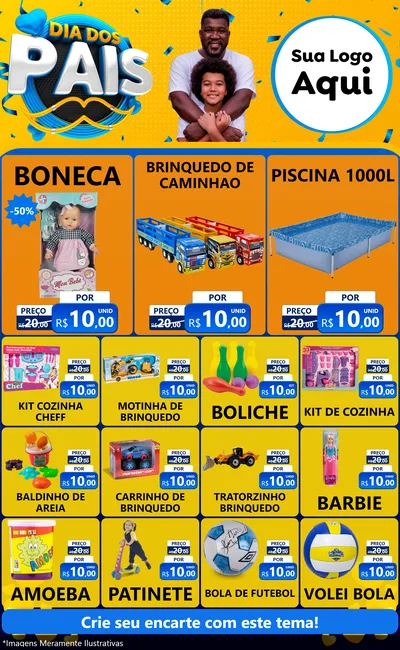 Modelo de Encarte para Encarte Grande com o tema Dia dos Pais para Brinquedos