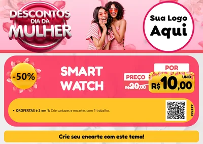 Modelo de Cartaz para Cartaz A4 Horizontal com o tema Descontos Dia da Mulher para Informática