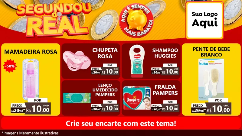 Modelo de TV para TV Horizontal com o tema Segundou do Real para Bebês