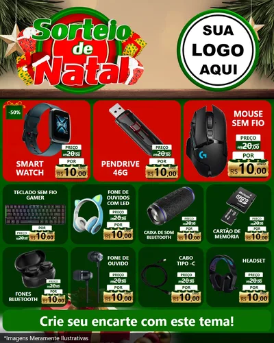Modelo de Rede Social para Feed Instagram com o tema Sorteio de Natal para Informática